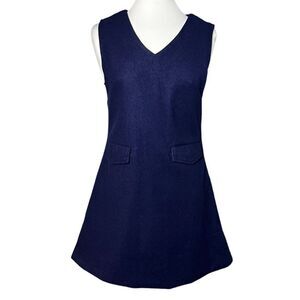 Anap japan Navy Blue Schoolgirl Chic Sleeveless V-Neck Wool Jumper Dress